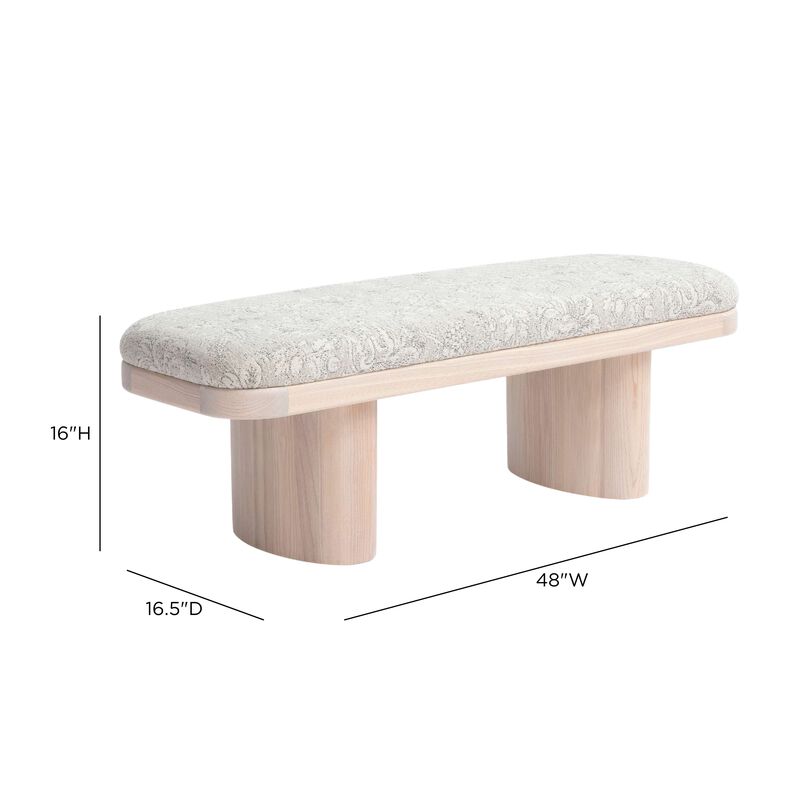 Ollie 48" Neutral Floral Jacquard Bench image number 5