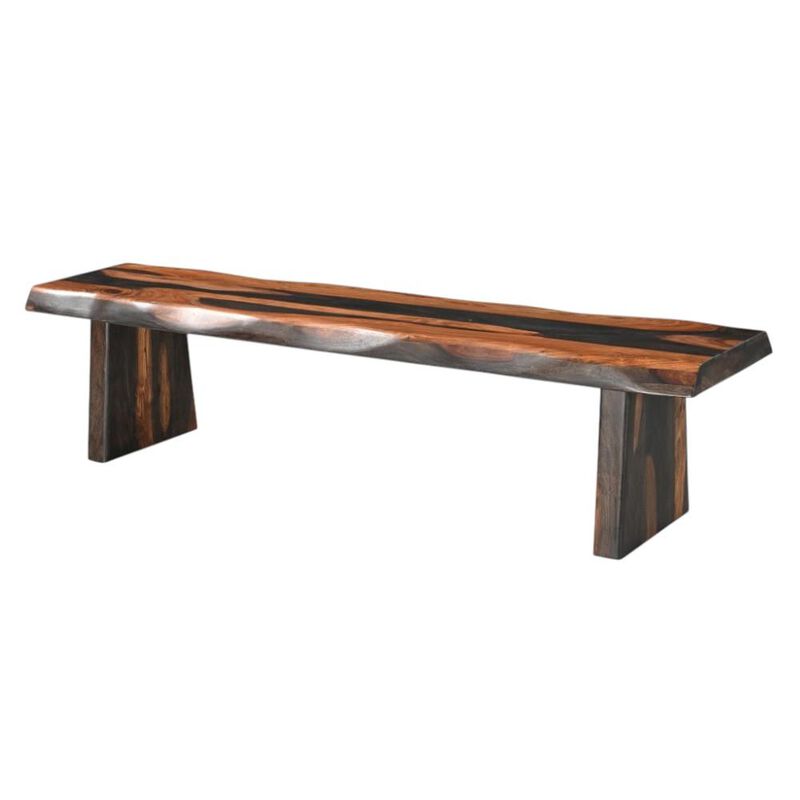 HomeRoots 75" Brown Solid Wood Live Edge Dining Bench image number 4