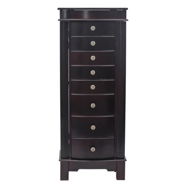 Jewelry Armoire with Mirror, 8 Drawers, 16 Necklace Hooks & 2 Side Swing Doors for Storage