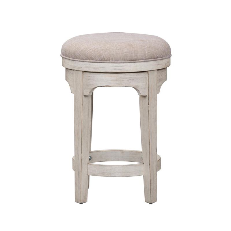 Liberty Furniture Farmhouse Reimagined Console Swivel Stool in Antique White w/ Chestnut Top image number 2