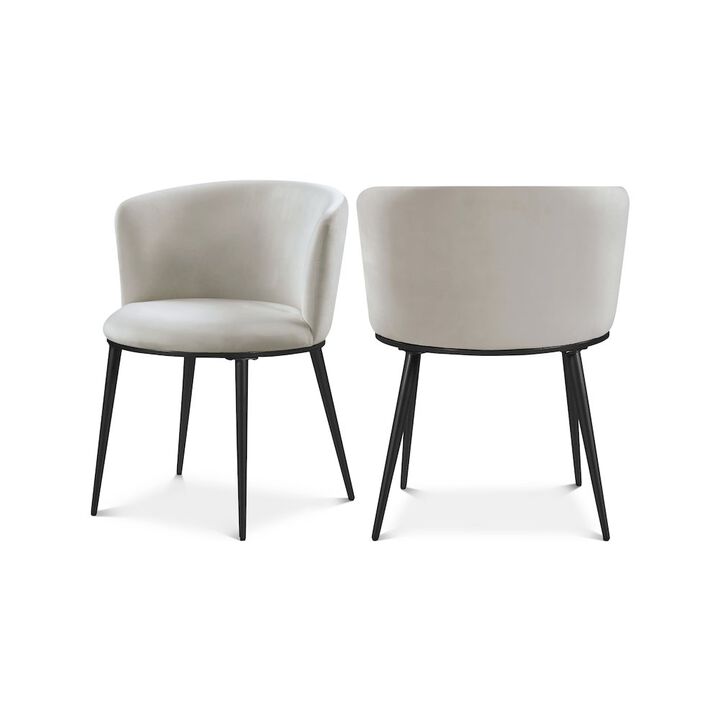 Meridian Furniture Skylar Cream Velvet Dining Chair, Set of 2