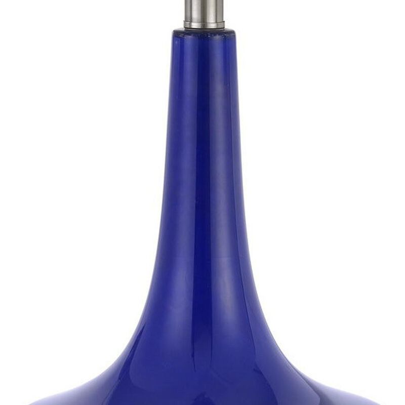 Hivvago Set Of Two 26" Silver Metal Two Light Bedside Table Lamps With White Globe Shade