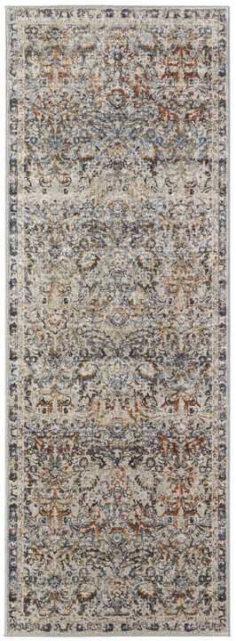 HomeRoots Damask Power Loom Runner Rug With Fringe