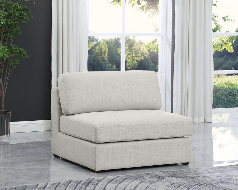 Meridian Furniture Beckham Beige Durable Linen Textured Fabric Armless image number 1