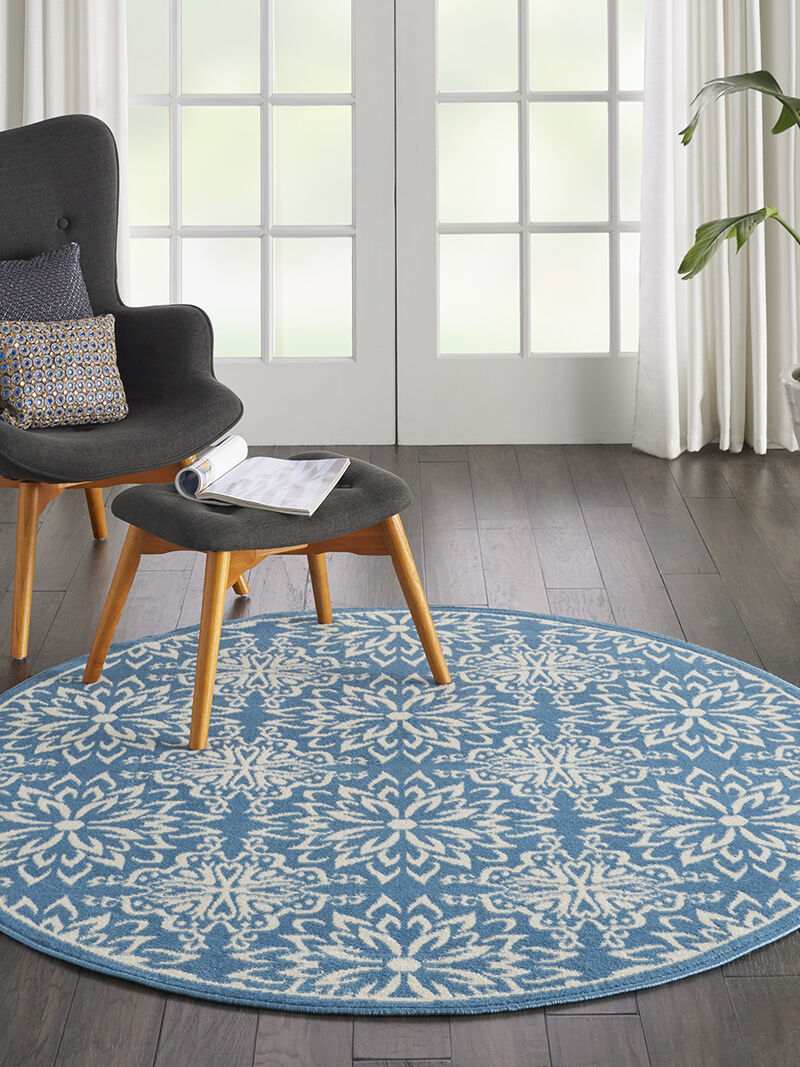 Jubilant JUB06 Ivory/Blue 5'3" x Round Rug