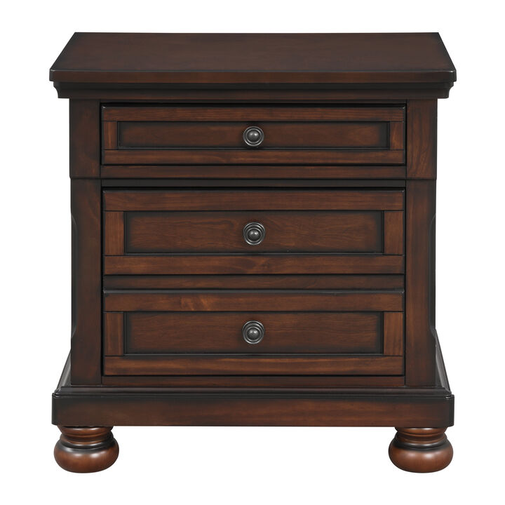 Streamdale Classic Nightstand, Brown Finish, Birch Veneer