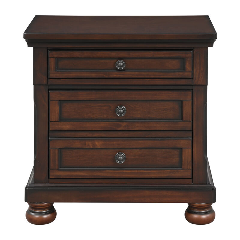 Streamdale Classic Nightstand, Brown Finish, Birch Veneer