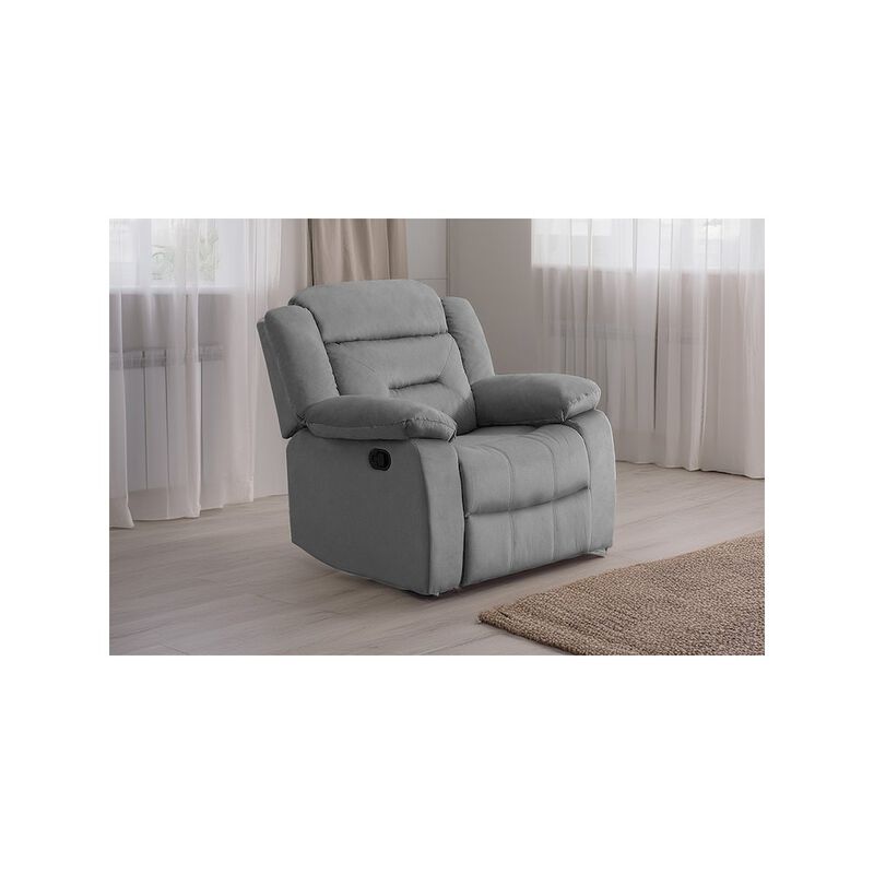 Poundex Dark Gray Velvet Manual Recliner