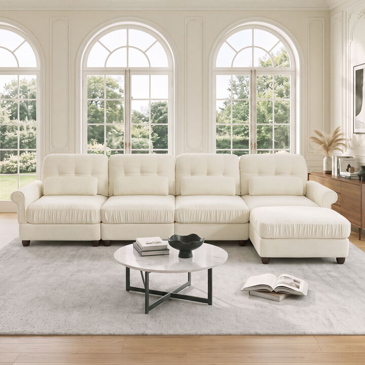 Toxmam Chenille 4‑Seat Modular Sectional Sofa