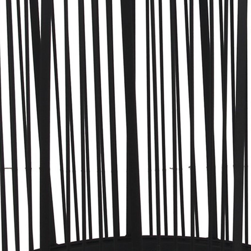 2 Piece Glass Top Accent Table with Wire Frame Design, Black