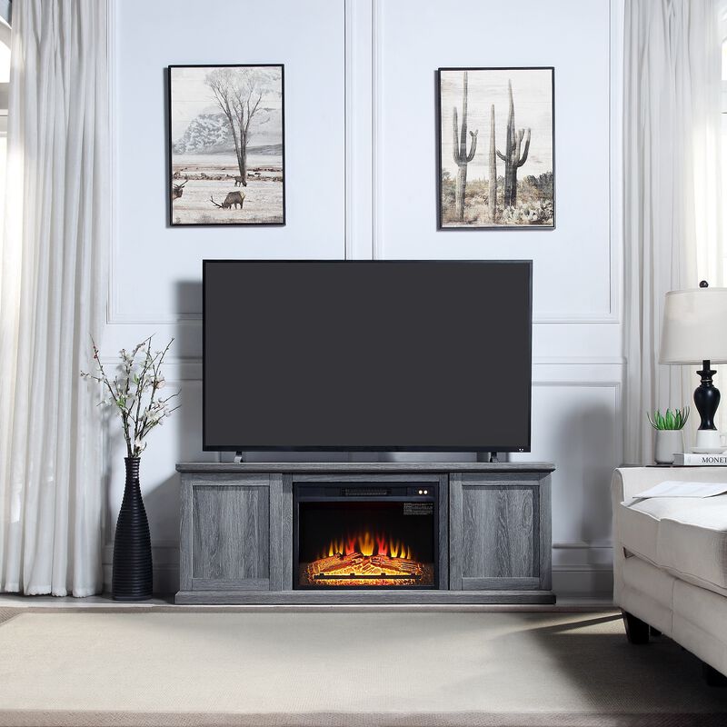 Franklin Gray TV Stand with Electric Fireplace