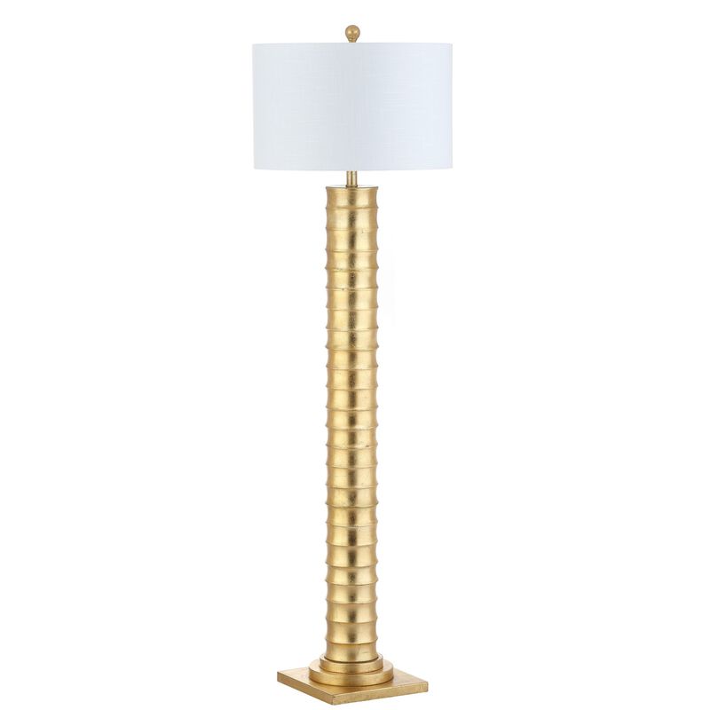 Serena 63" Metal LED Floor Lamp, Gold Leaf