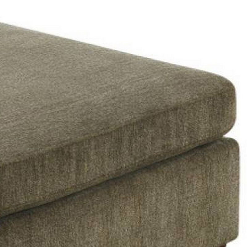 37 Inches Fabric Upholstered Wooden Ottoman, Taupe Brown - Benzara