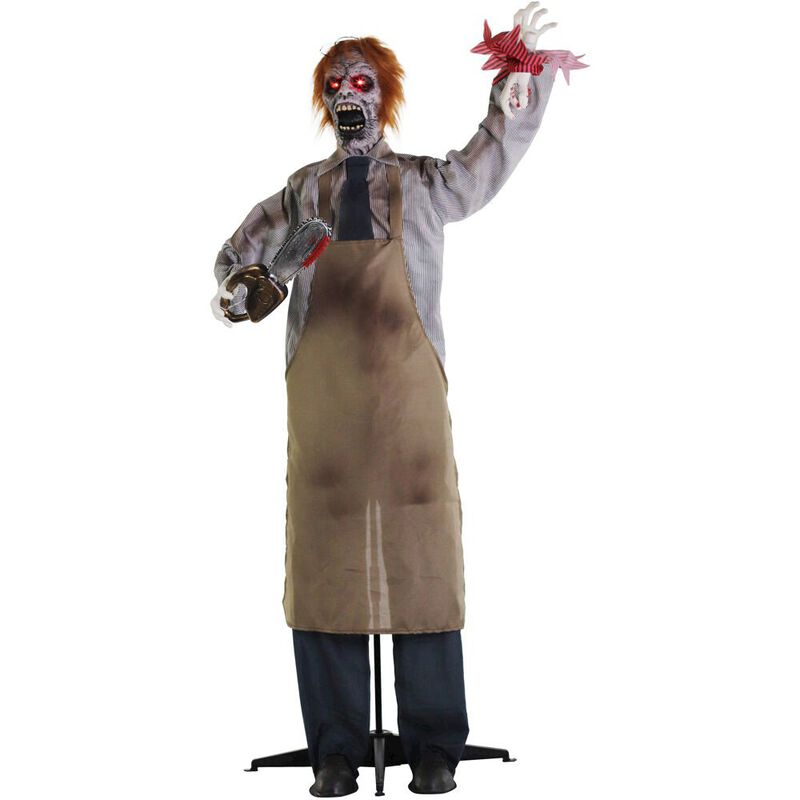 Haunted Hill Farm Lifesize Animated Zombie Carver w/Chainsaw image number 0