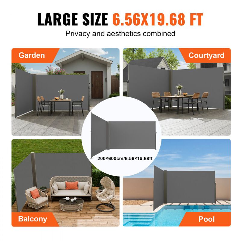 Retractable Patio Privacy Screen with UV Protection and 180g Waterproof Polyester