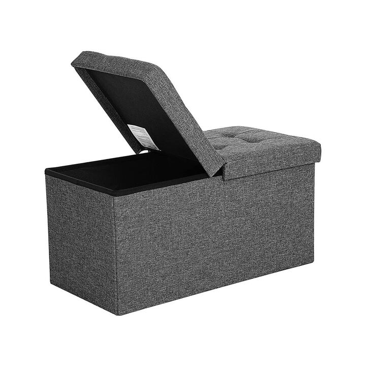 Foldable Ottoman with Storage Compartment – Soft-Top Organizer for Pillows, Toys, or Magazines