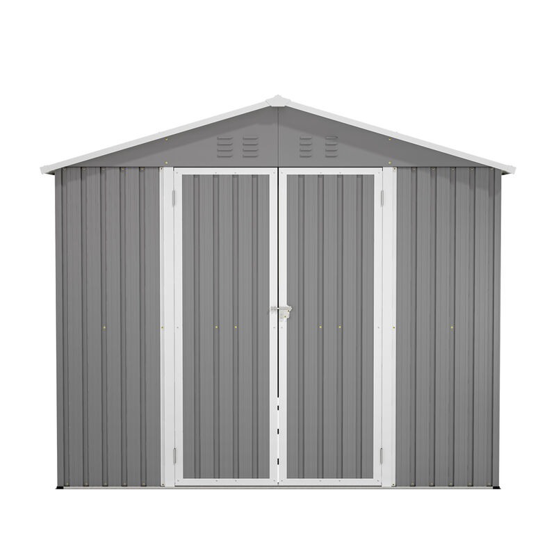 8 x 12 FT Outdoor Storage Shed, Large Metal Tool Storage with Aluminium Frame and Lockable Doors image number 0