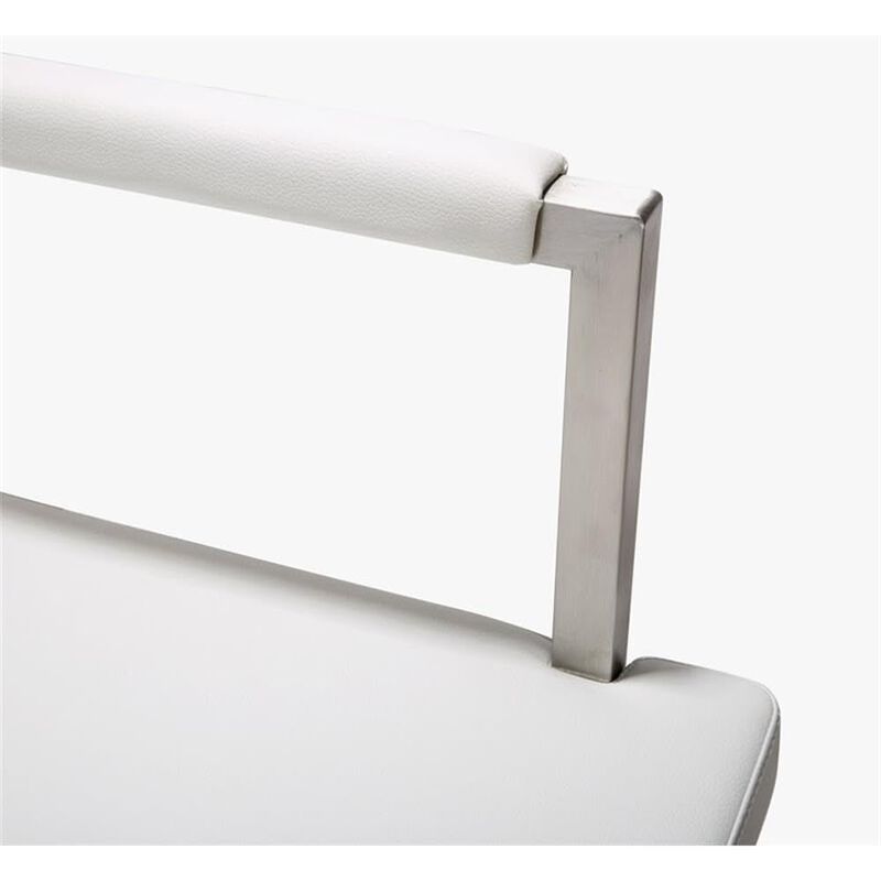 Tov Furniture The Director Collection Stainless Steel Metal Leather Upholstered Industrial Modern Counter Stool with Back & Arms, White image number 6