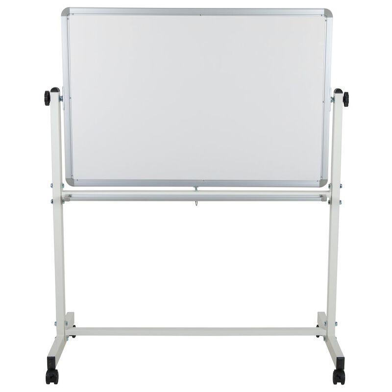 Flash Furniture 45.25"W x 54.75"H Double-Sided Mobile White Board with Pen Tray image number 4