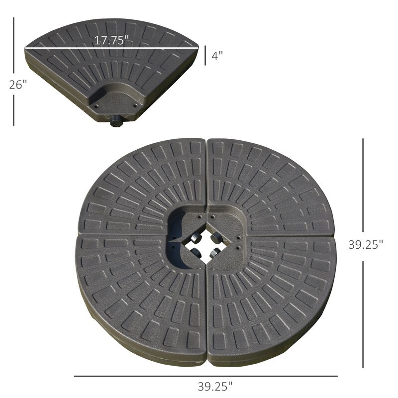4 Pieces Cantilever Patio Umbrella Base, Fan Shaped Umbrella Weight w/ Built-In Handles & Rugged Material, Coffee
