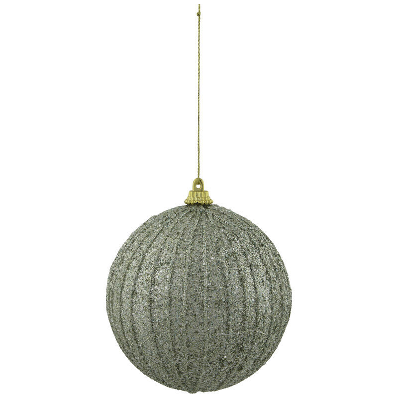 4" Green Glitter Shatterproof Christmas Ball Ornament image number 0