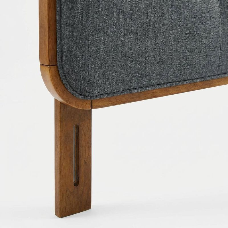 Tufted Fabric Full Headboard with Wood Frame in Neutral Finish image number 5