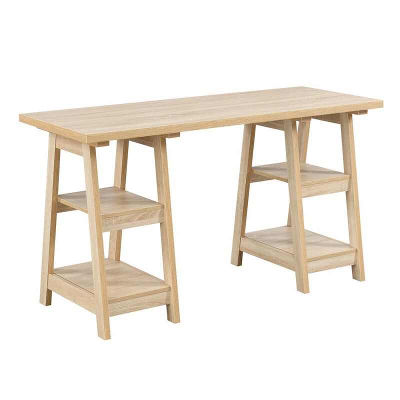 Convenience Concepts Designs2Go Double Trestle Desk with Shelves
