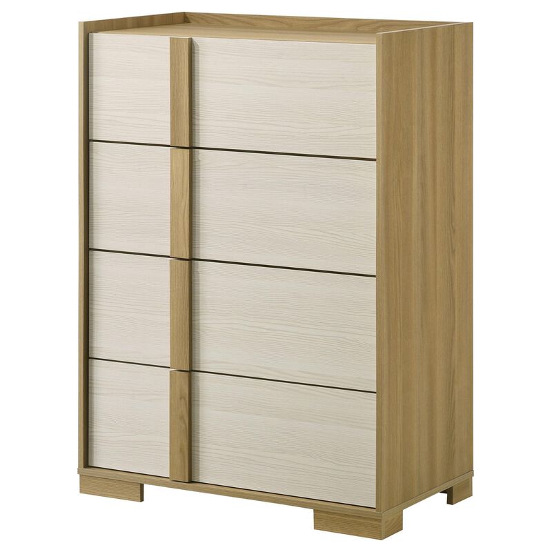 Hyle Tall Dresser Chest, 4 Drawers, Modern Natural Brown and White
