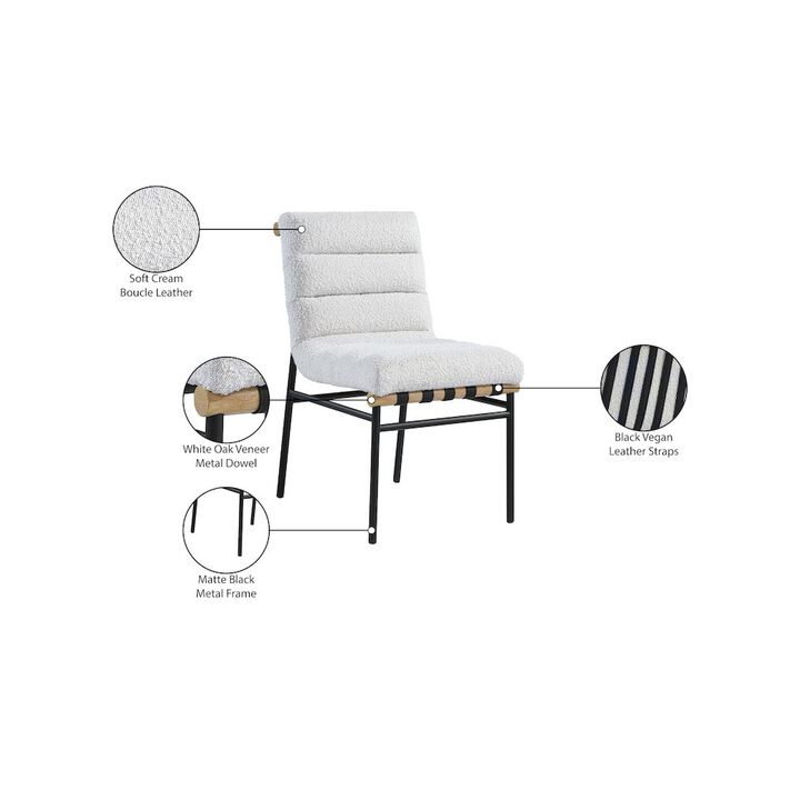 Meridian Furniture Burke Cream Boucle Fabric Dining Chair, Set of 2