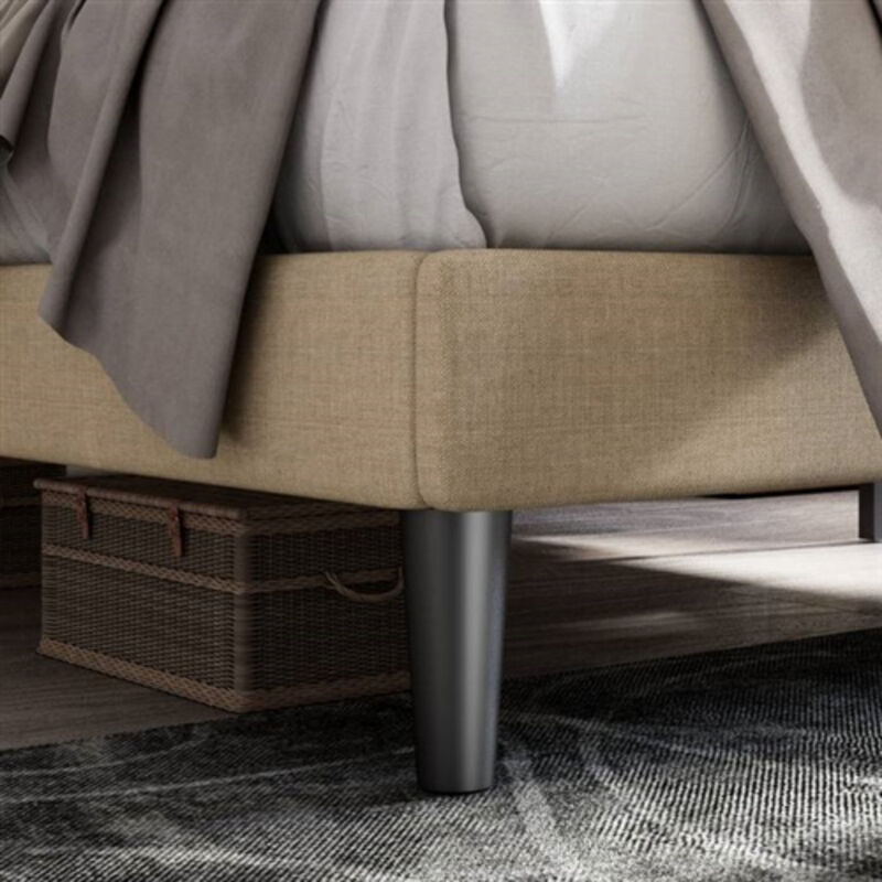 Adjustable Height Platform Bed Frame with Upholstered Headboard