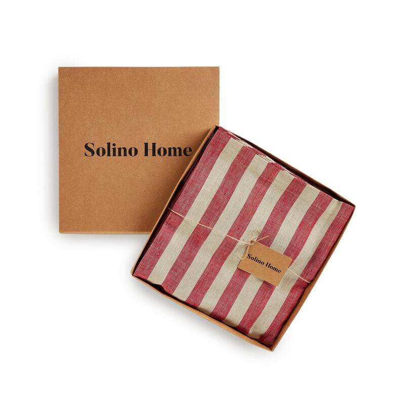 Solino Home Sorrento Stripe 100% Linen Tablecloth &ndash; Handcrafted, Machine Washable, Perfect for Holiday and Everyday Dining