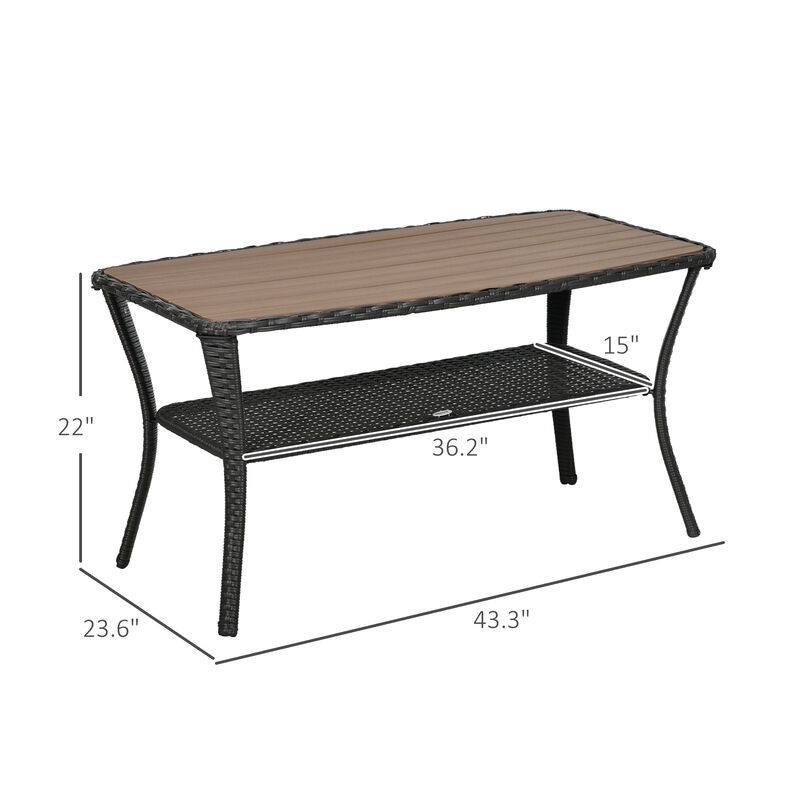 Hivvago Rattan Coffee Table with Composite Top image number 2