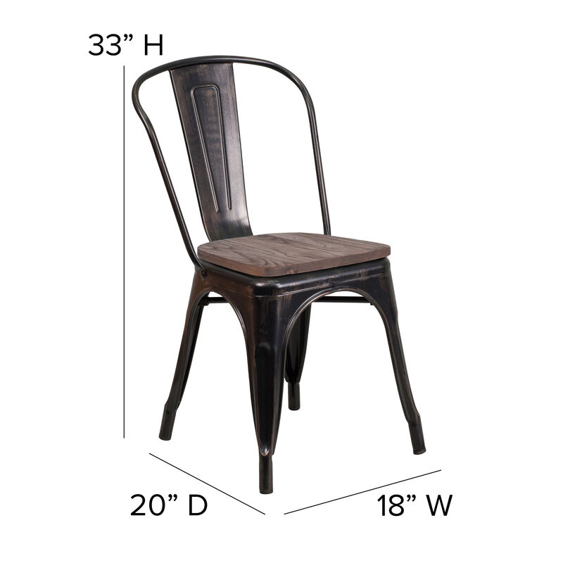 Metal/Wood Colorful Restaurant Chairs image number 4