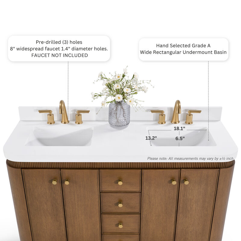 Aston 72 inch Bath Vanity Set in Chestnut Oak Finish with Alpine White Quartz Top image number 3