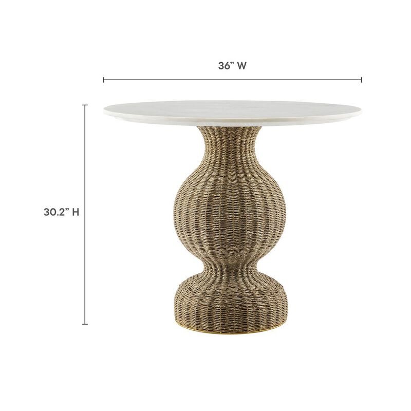Zale 36" Marble and Seagrass Dining Table image number 1