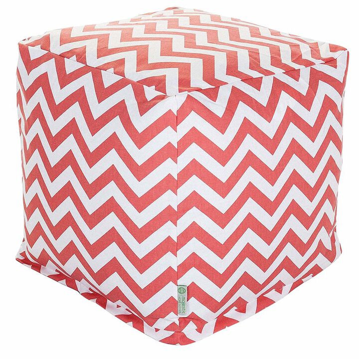 Majestic Home Goods Cube Pouf Chevron Coral