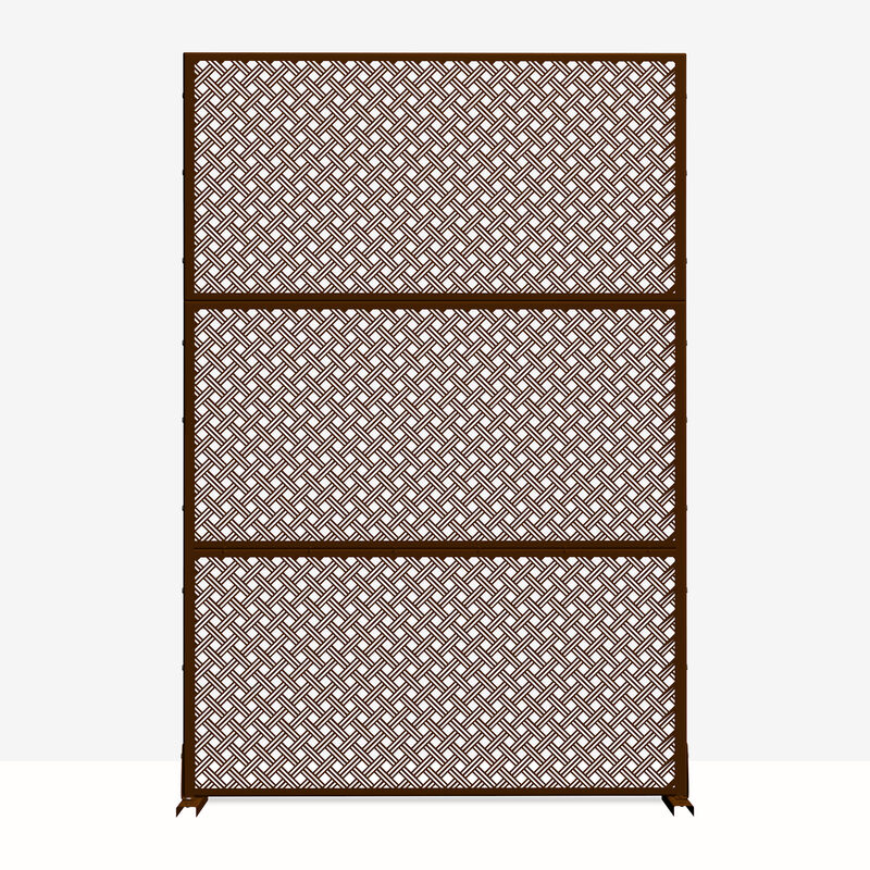 Arched Metal Outdoor Privacy Screen, Freestanding Outdoor Divider Decorative Privacy Fence