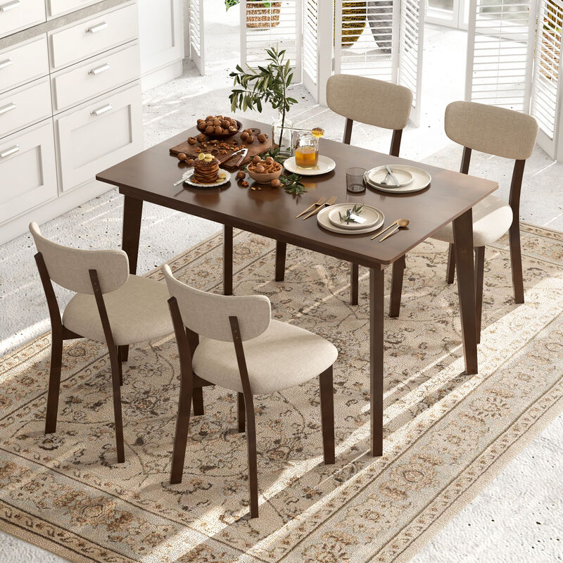 Wooden Dining Table with Rubber Wood Legs for 4 People, Ideal for Small Dining Spaces