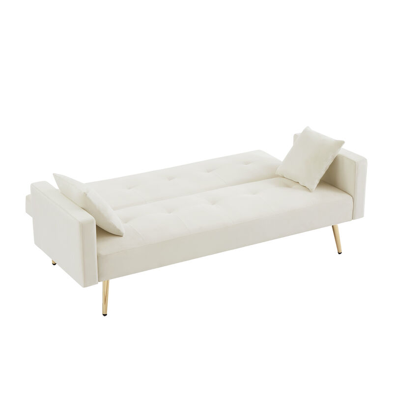 Velvet Convertible Folding Futon Sofa Bed: Sleeper Sofa Couch