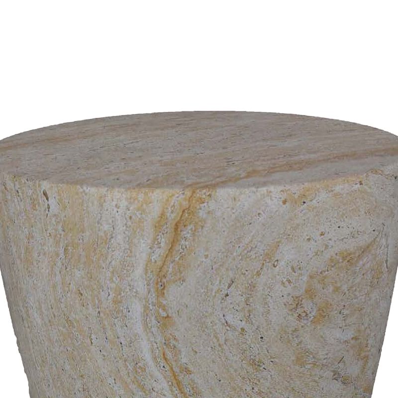 Archi Plant Stand Table, Tapered Marbled White Resin Base 18 Inch - Benzara