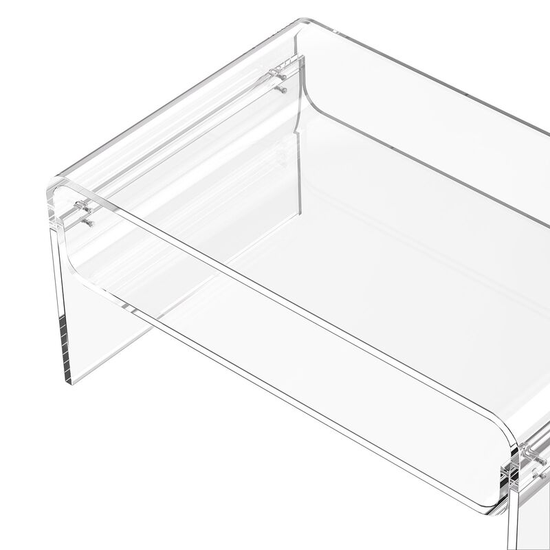 Modern Acrylic Coffee Table 2 Tier Rectangle with Storage Shelf image number 3