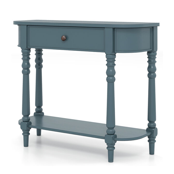 2 Tier Retro Wooden Console Table Narrow Behind Couch Entryway Table