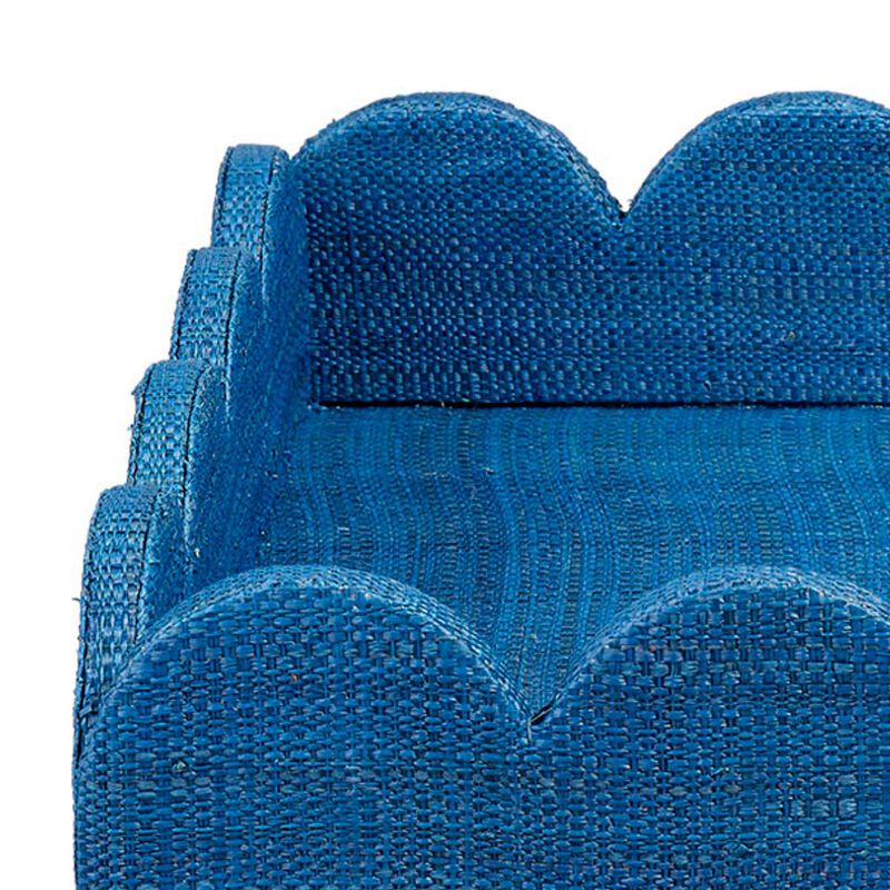 Rori Decorative Accessory Tray, Scalloped Edge 15 Inch Blue Raffia image number 3