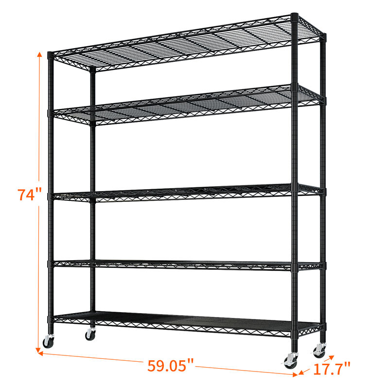 Heavy-Duty Wire Storage Shelves with Wheels, Adjustable Metal Garage or Pantry Rack