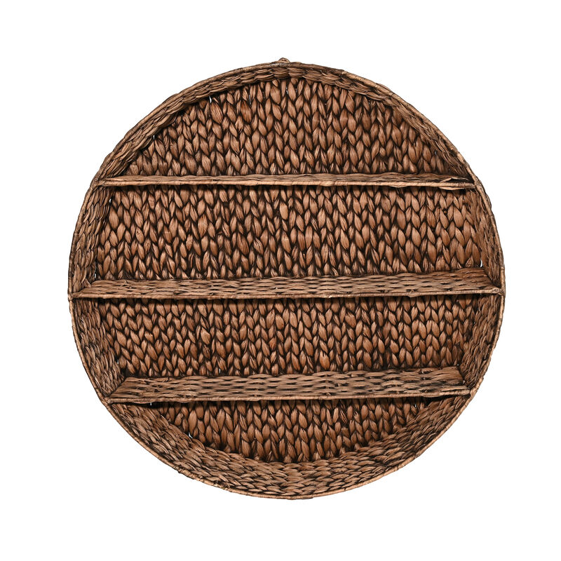 Annulus 3-Shelf Circular Handwoven Hyacinth Wall Rack
