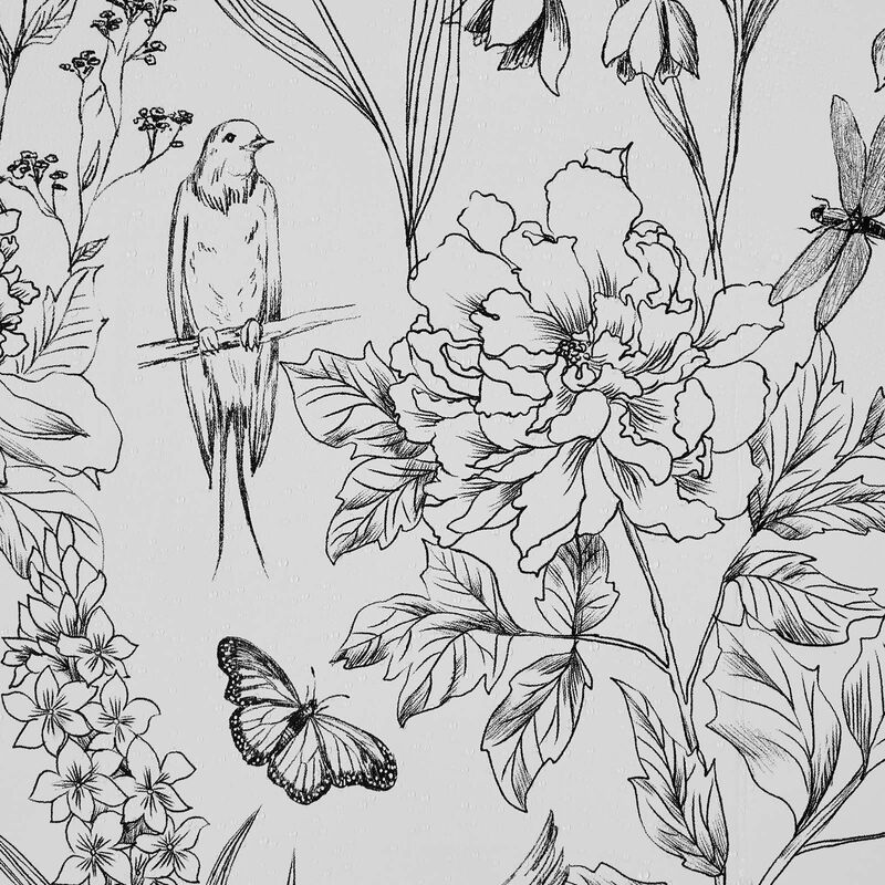 White Line Art Floral Wallpaper, Peel and Stick Contact Paper for Bedroom Kitchen Bathroom-White Line Art image number 8