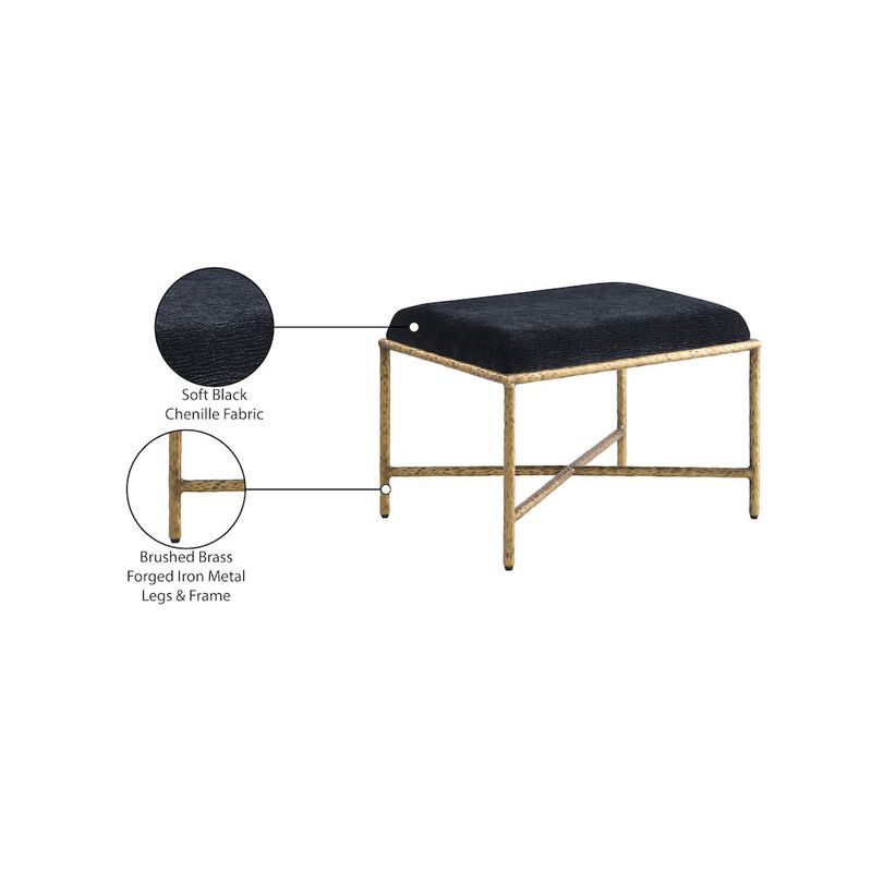 Meridian Furniture Valley Black Chenille Fabric Bench