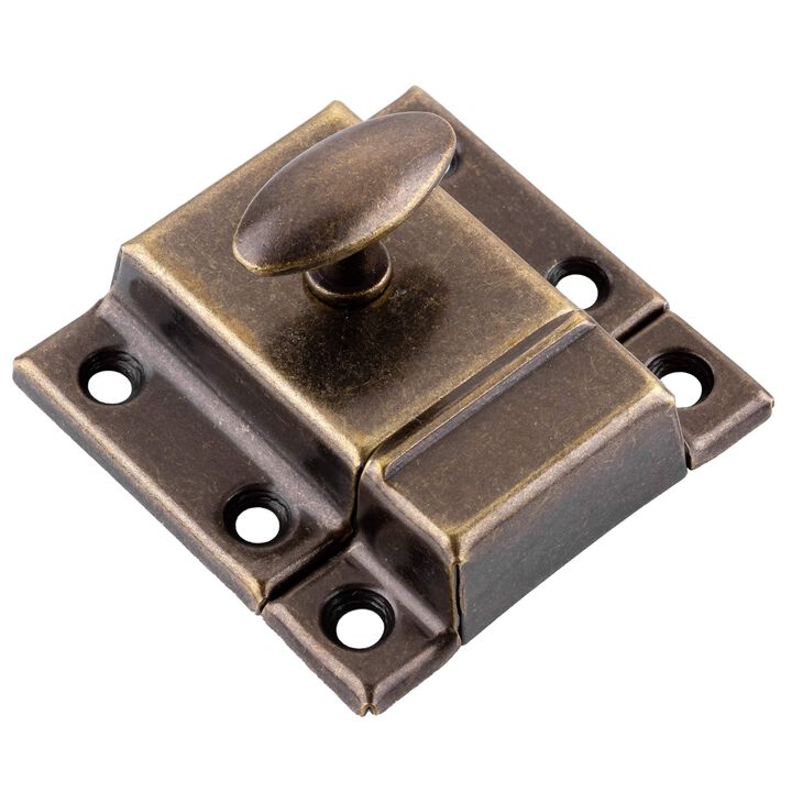 Antique Brass Large Stamped Cabinet Latch - Antique Reproduction Oval Turn Latch | UA-140-LAB (6)