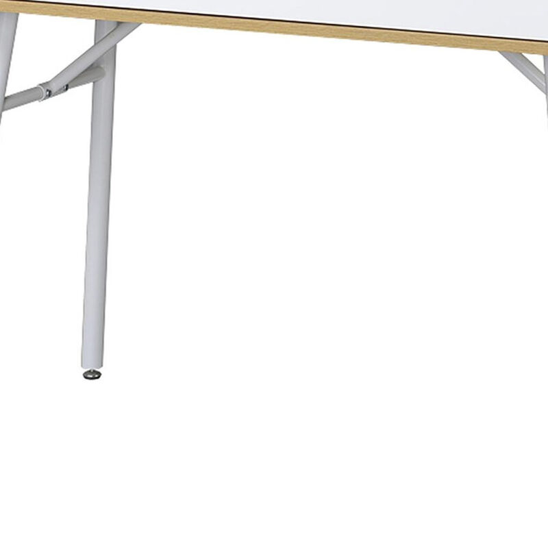 HomeRoots 45" Oak and White Wood and Steel Computer Desk image number 2