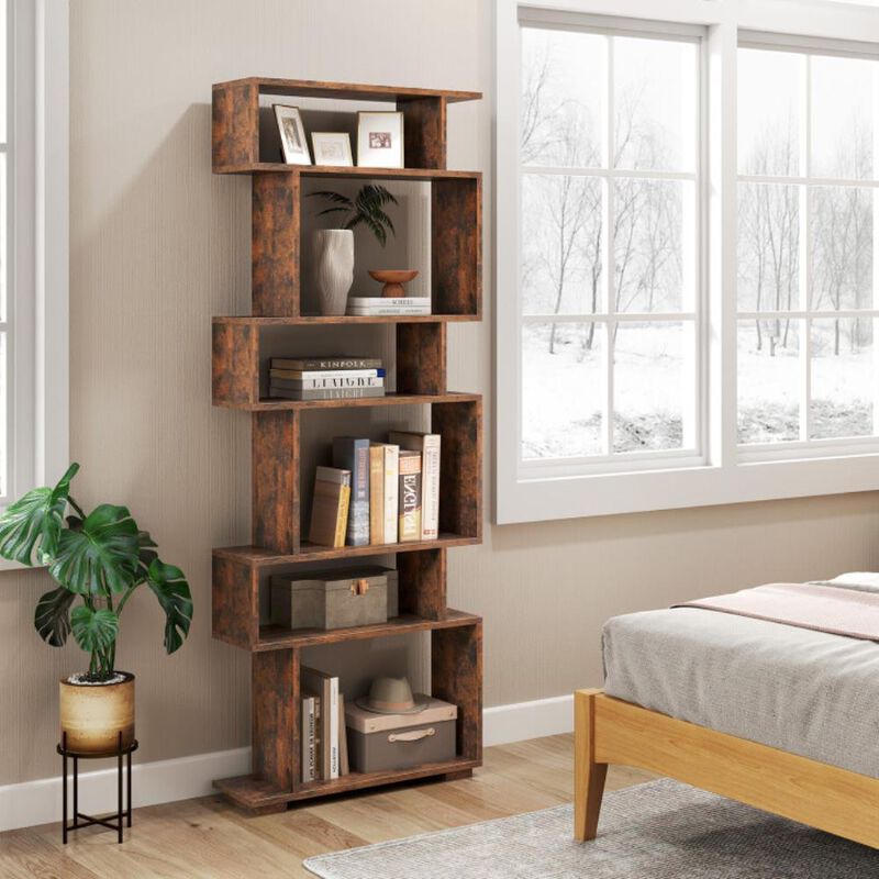 Hivvago 6-Tier Geometric Bookshelf with 2 Anti-Tipping Kits for Home Office